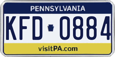 PA license plate KFD0884