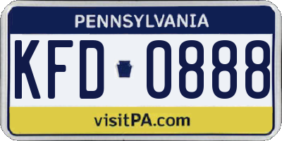 PA license plate KFD0888