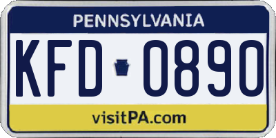 PA license plate KFD0890