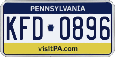 PA license plate KFD0896
