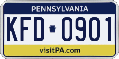 PA license plate KFD0901