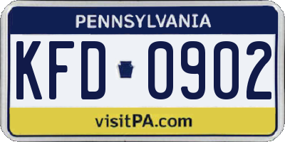 PA license plate KFD0902
