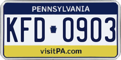 PA license plate KFD0903