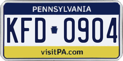 PA license plate KFD0904