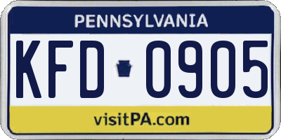 PA license plate KFD0905