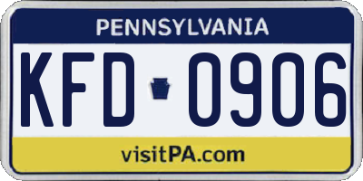 PA license plate KFD0906