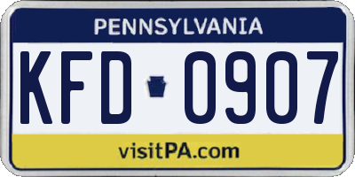 PA license plate KFD0907