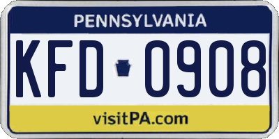 PA license plate KFD0908