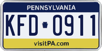 PA license plate KFD0911