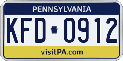 PA license plate KFD0912