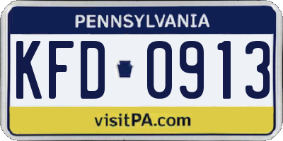 PA license plate KFD0913