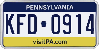 PA license plate KFD0914