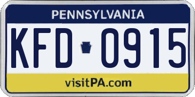 PA license plate KFD0915