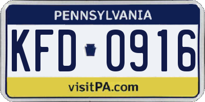 PA license plate KFD0916