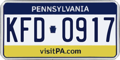 PA license plate KFD0917