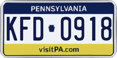PA license plate KFD0918