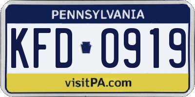 PA license plate KFD0919
