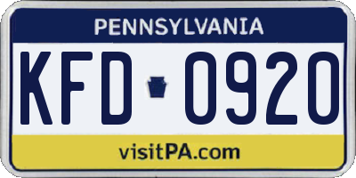 PA license plate KFD0920