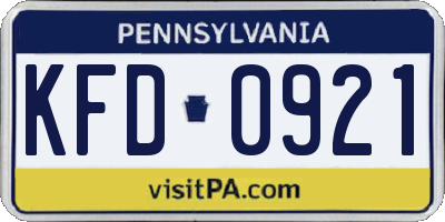 PA license plate KFD0921