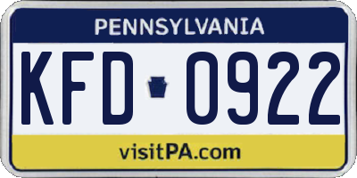 PA license plate KFD0922