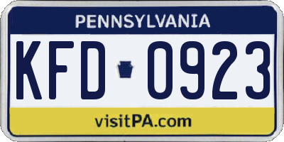 PA license plate KFD0923