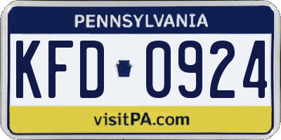 PA license plate KFD0924