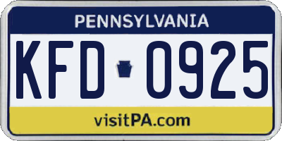 PA license plate KFD0925