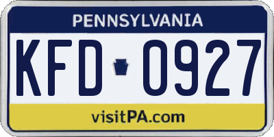 PA license plate KFD0927