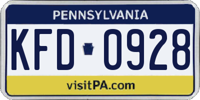PA license plate KFD0928