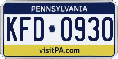 PA license plate KFD0930