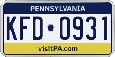 PA license plate KFD0931