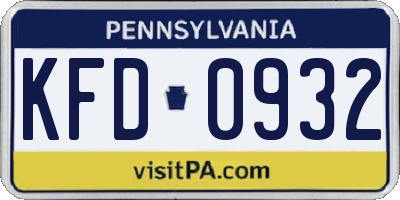 PA license plate KFD0932