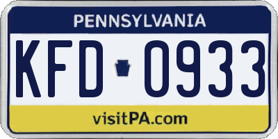 PA license plate KFD0933