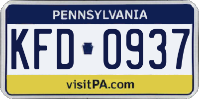 PA license plate KFD0937