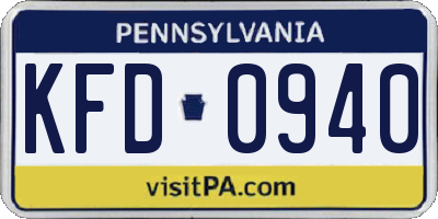 PA license plate KFD0940