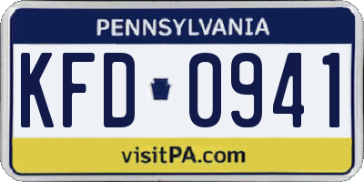 PA license plate KFD0941