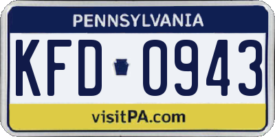 PA license plate KFD0943