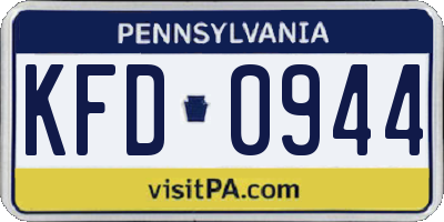 PA license plate KFD0944