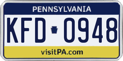 PA license plate KFD0948