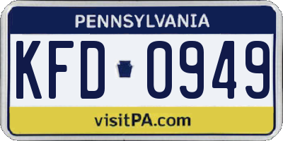 PA license plate KFD0949