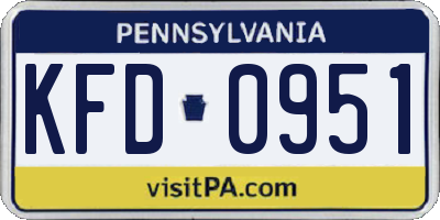 PA license plate KFD0951