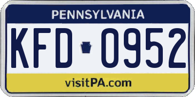 PA license plate KFD0952