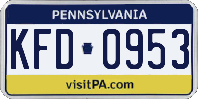 PA license plate KFD0953