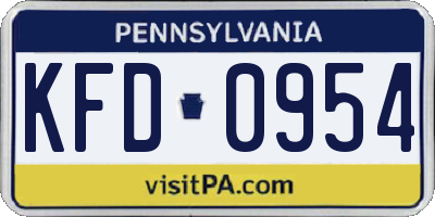 PA license plate KFD0954