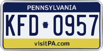 PA license plate KFD0957