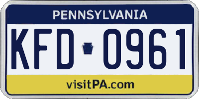 PA license plate KFD0961
