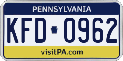 PA license plate KFD0962