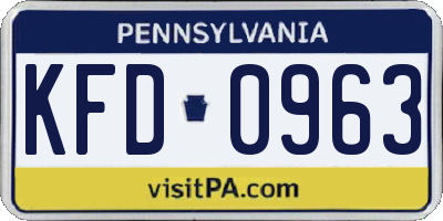 PA license plate KFD0963