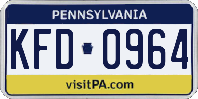 PA license plate KFD0964