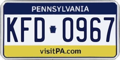 PA license plate KFD0967